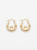 Real 14k Yellow Gold Claddagh Hoop Earrings - Genuine Irish Celtic Heart gold hoops for Men or for Women-Fine Jewelry Gift