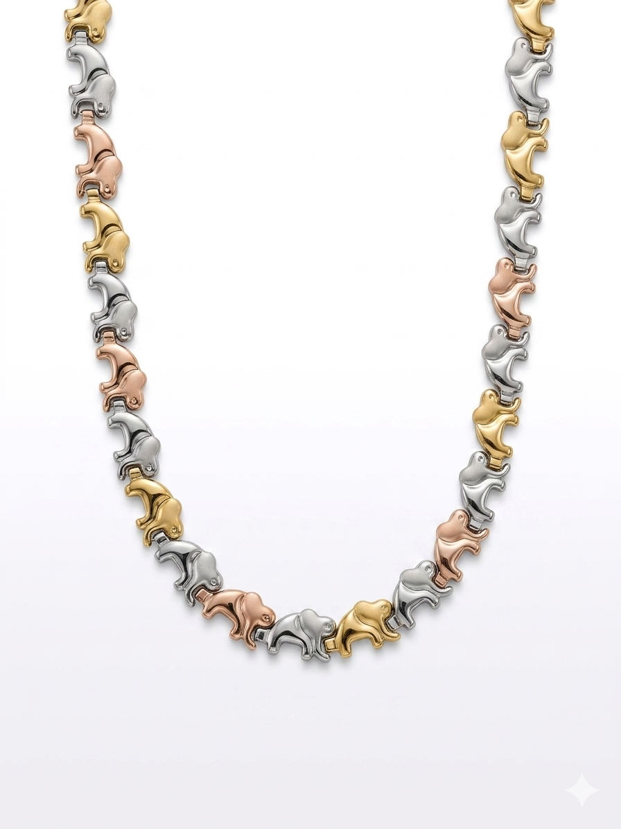 Elephant Jewelry Set – Necklace & Bracelet – Stainless Steel Lucky Elephant Gift