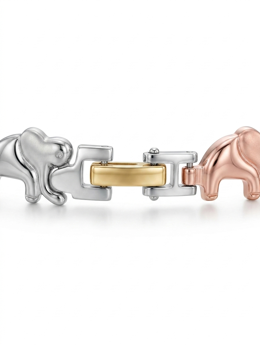 Elephant Jewelry Set – Necklace & Bracelet – Stainless Steel Lucky Elephant Gift