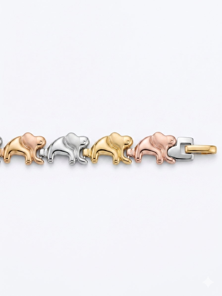 Elephant Jewelry Set – Necklace & Bracelet – Stainless Steel Lucky Elephant Gift