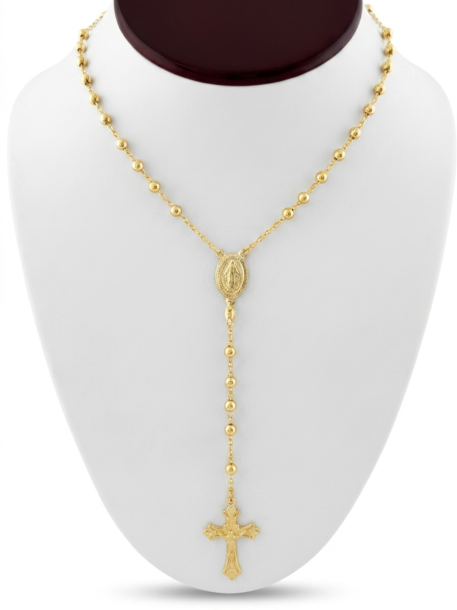 Sterling Silver Gold Plated Miraculous Medal Rosary, Dainty Faith Jewelry