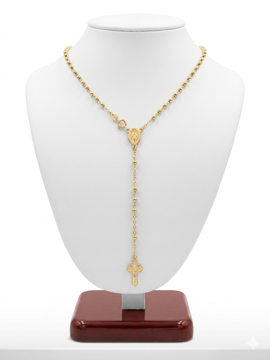 Sterling Silver Gold Plated Miraculous Medal Rosary, Dainty Faith Jewelry
