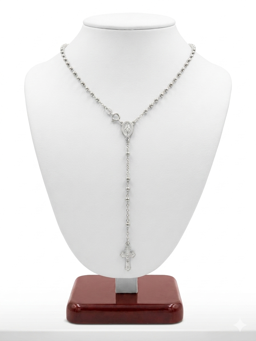 Sterling Silver Gold Plated Miraculous Medal Rosary, Dainty Faith Jewelry