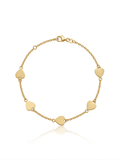 925 Sterling Silver Gold Overlay Flat Heart Adjustable Bracelet