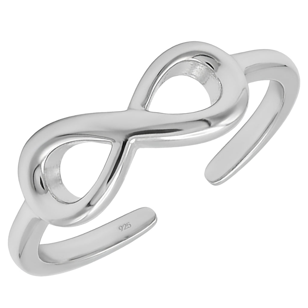 Infinity Toe Ring – 925 Sterling Silver Adjustable Open Band