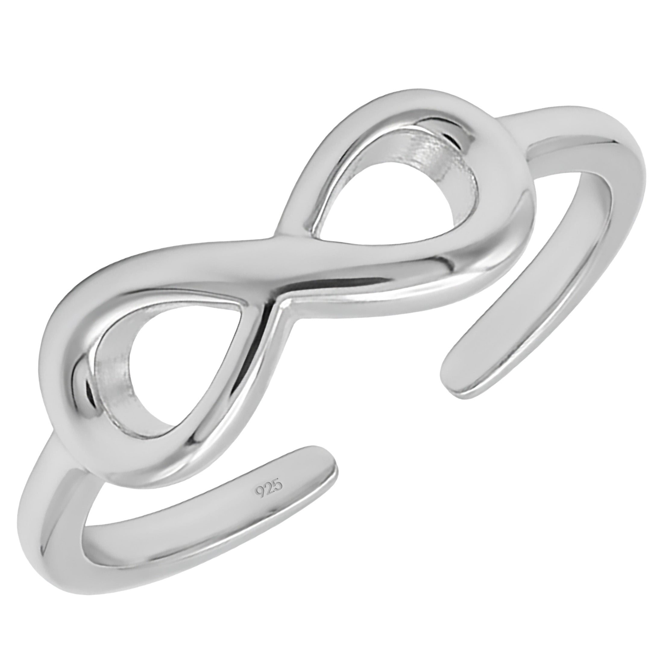 Infinity Toe Ring – 925 Sterling Silver Adjustable Open Band