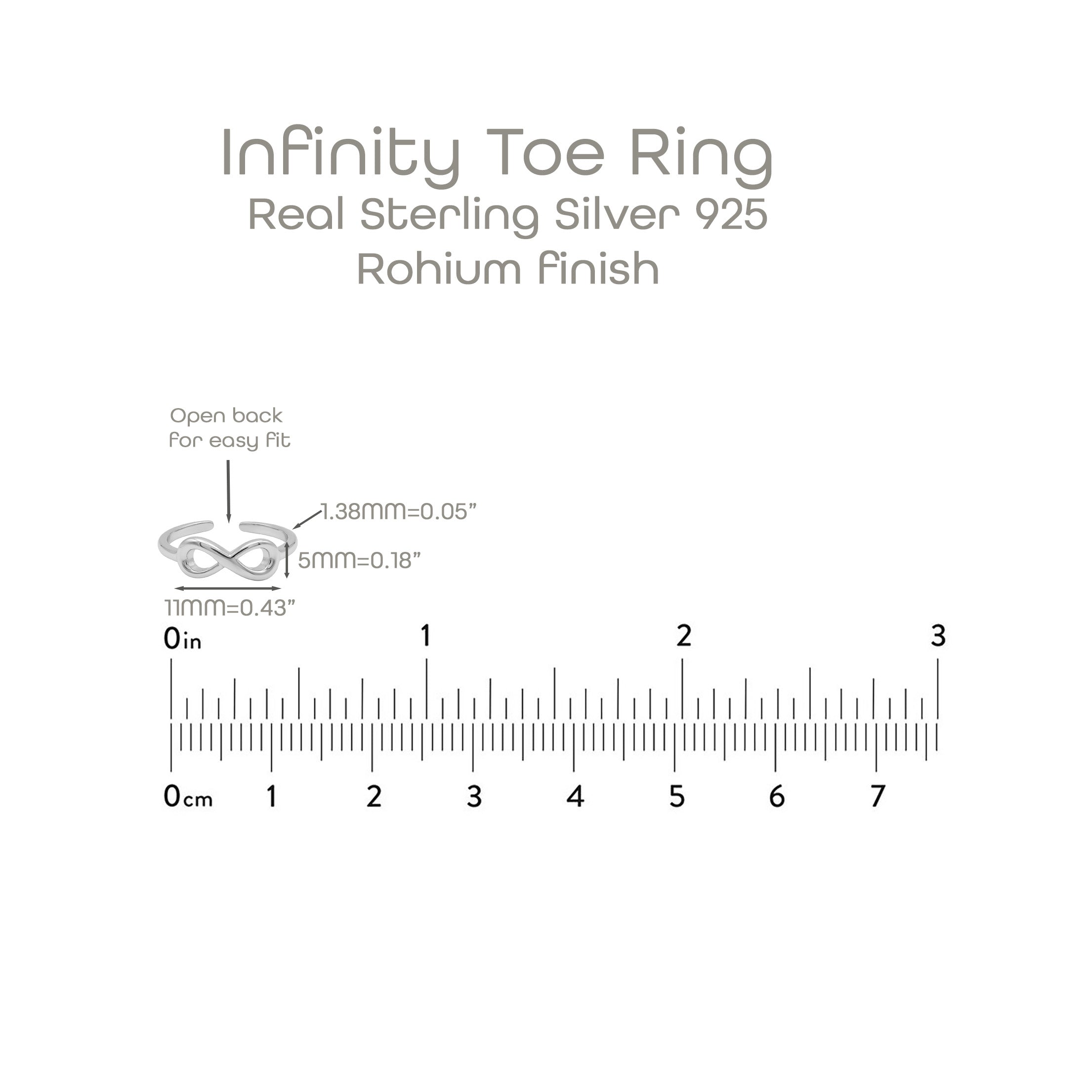 Infinity Toe Ring – 925 Sterling Silver Adjustable Open Band