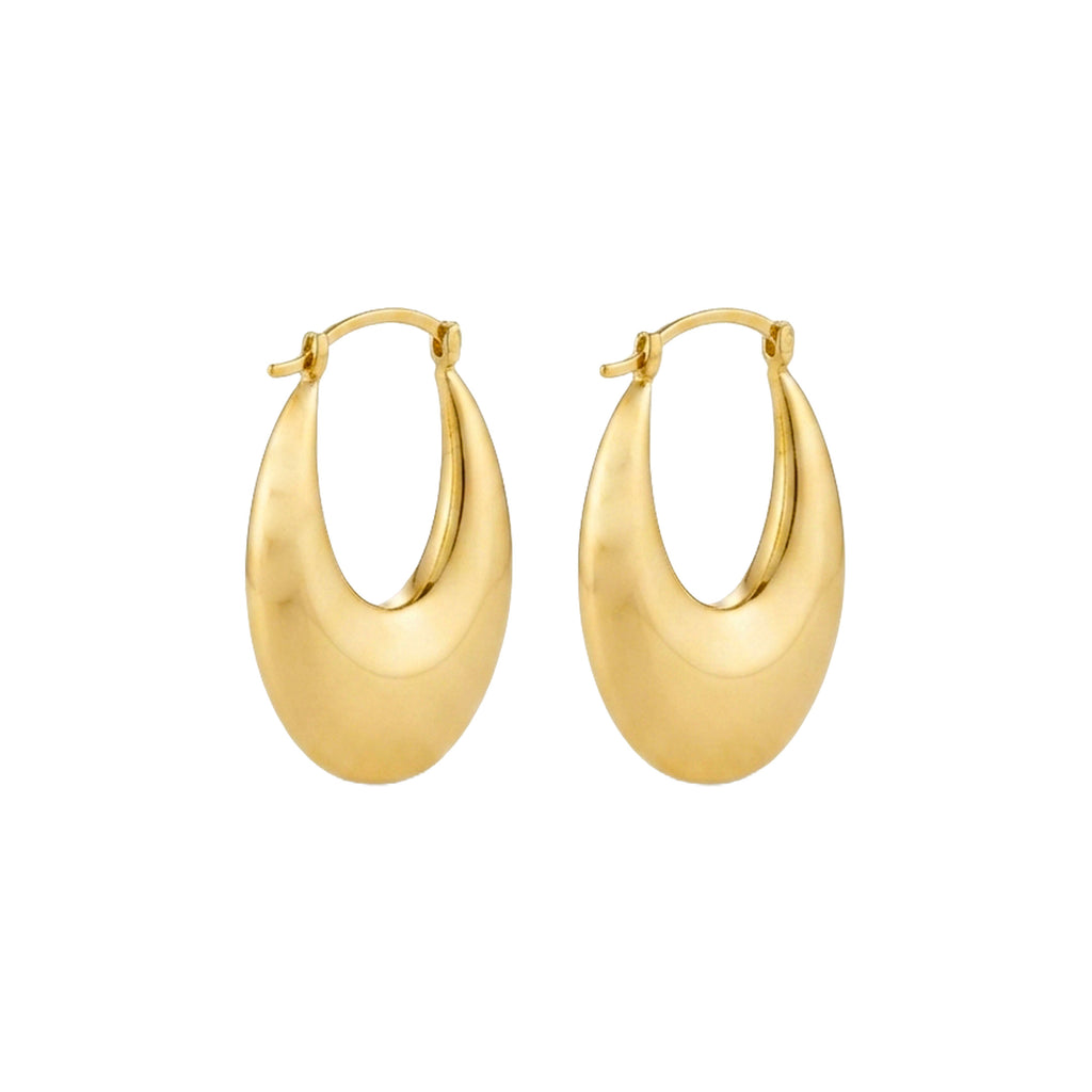 14K Gold Chunky Oval Hoop Earrings