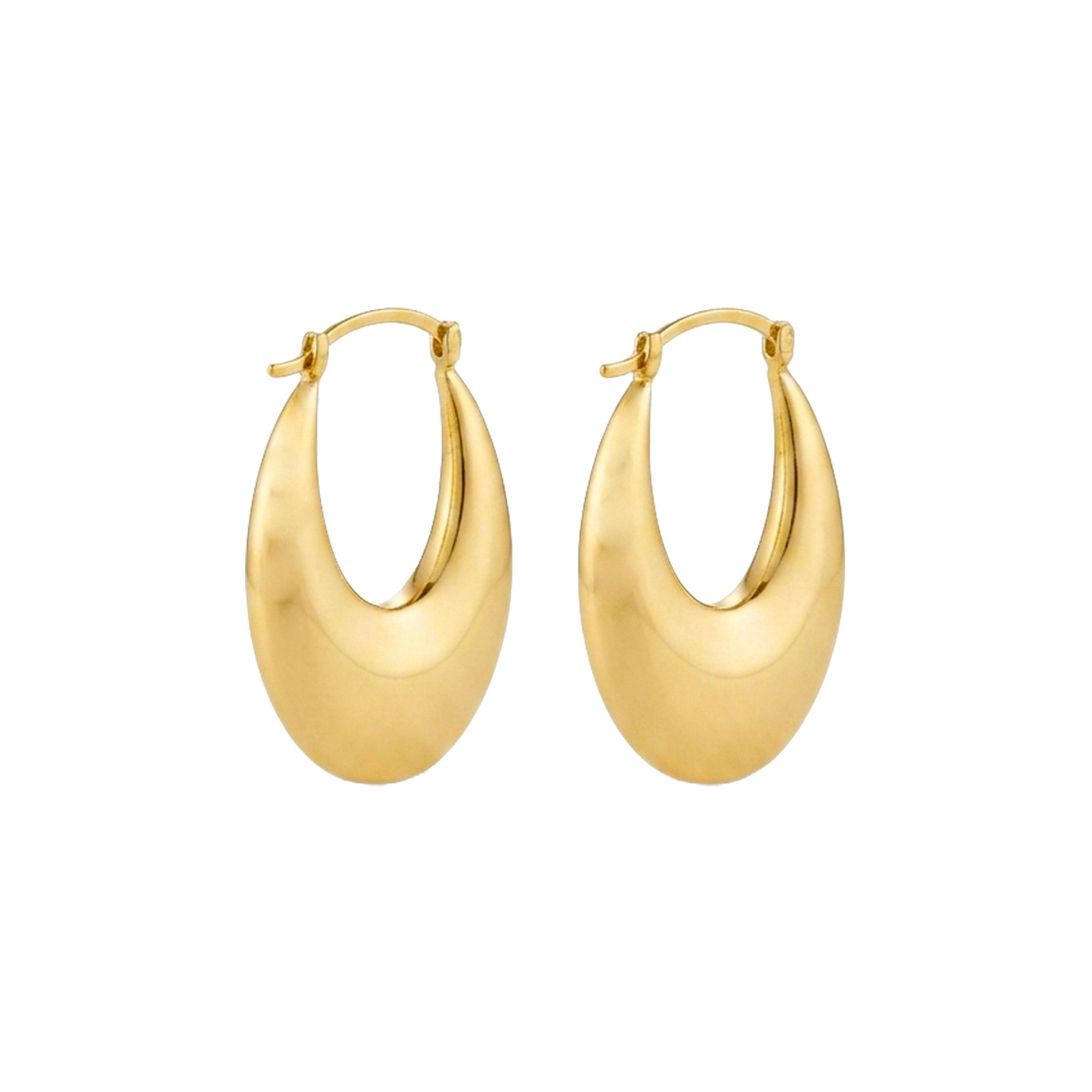 14K Gold Chunky Oval Hoop Earrings