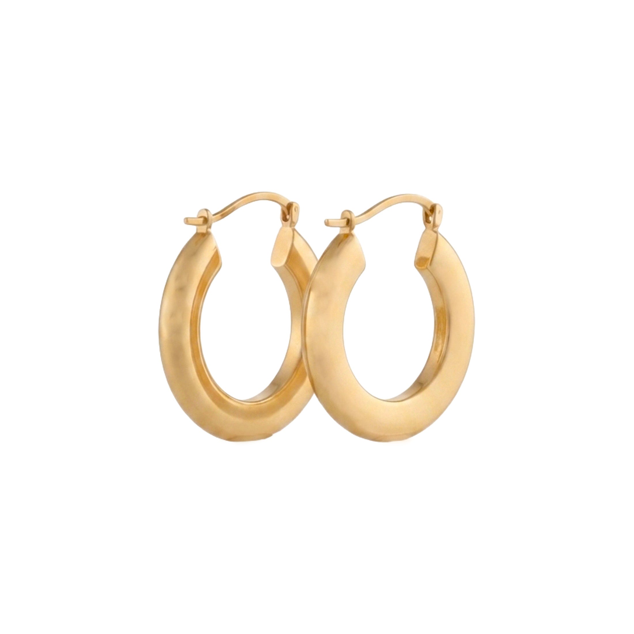 Classic Real 14k Yellow Gold Hoop Earrings (23mm x 4mm)
