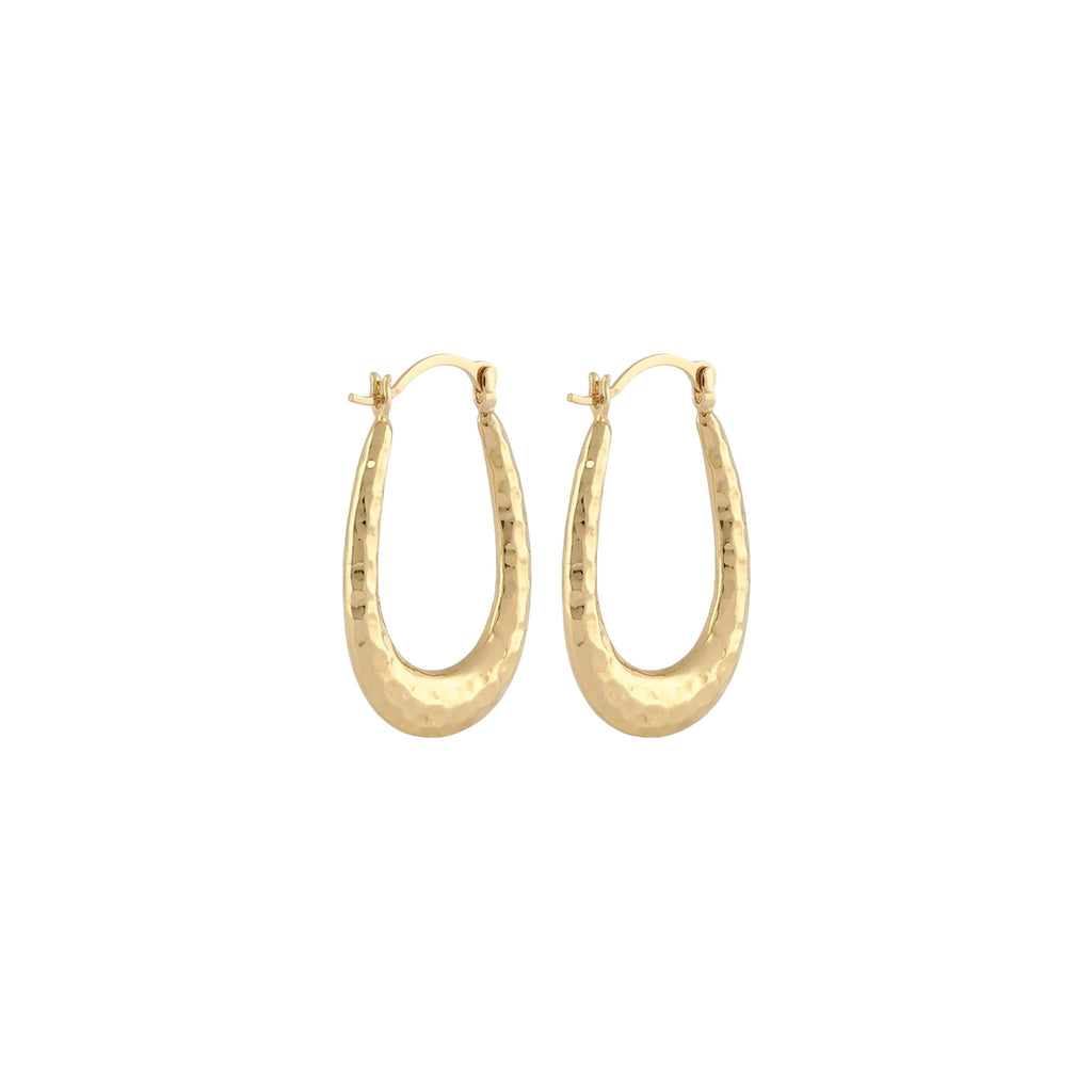 14K Real Gold Faceted Fancy Mini Oval Hoop Earrings