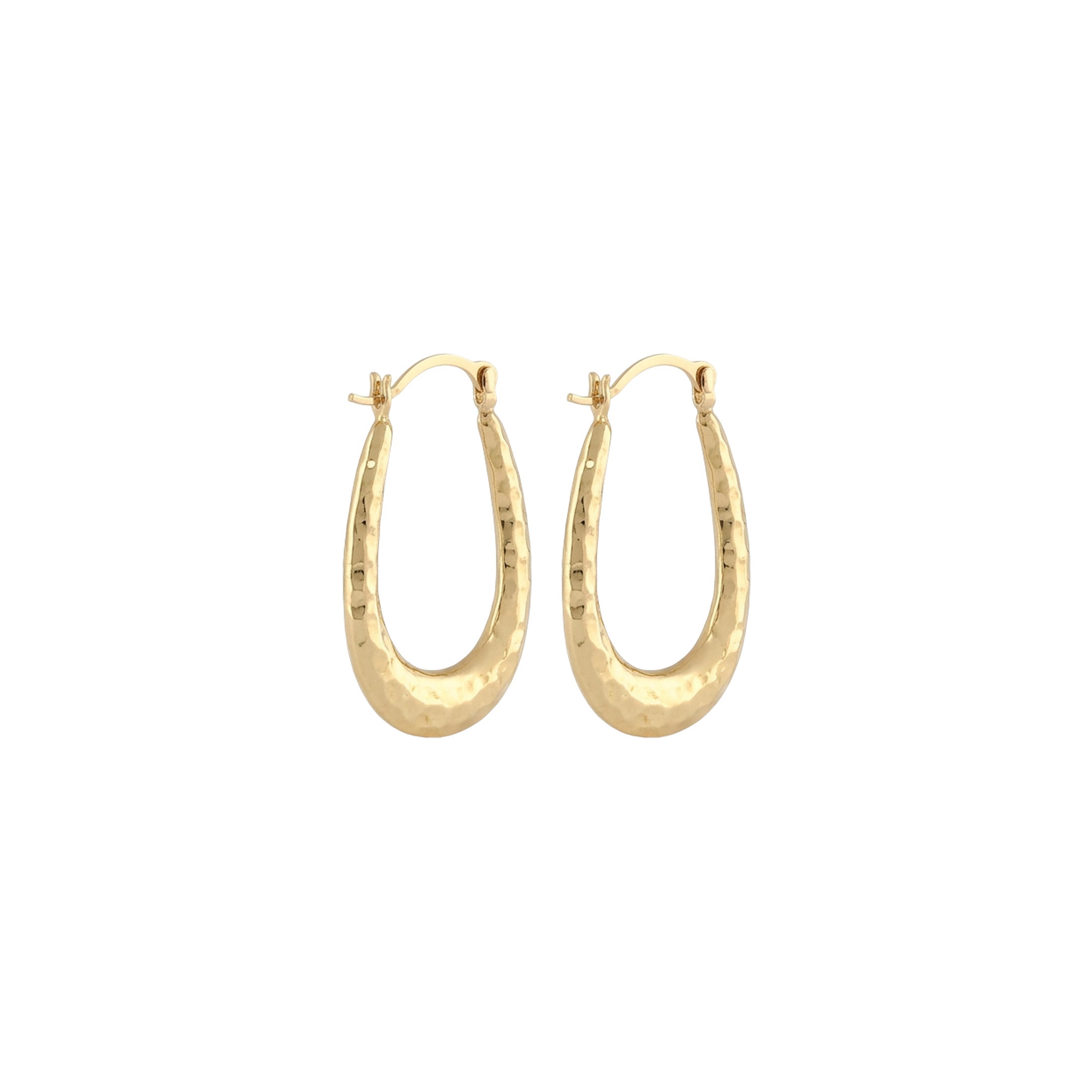 14K Real Gold Faceted Fancy Mini Oval Hoop Earrings