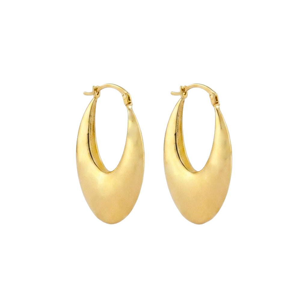 14K Gold Chunky Oval Hoop Earrings