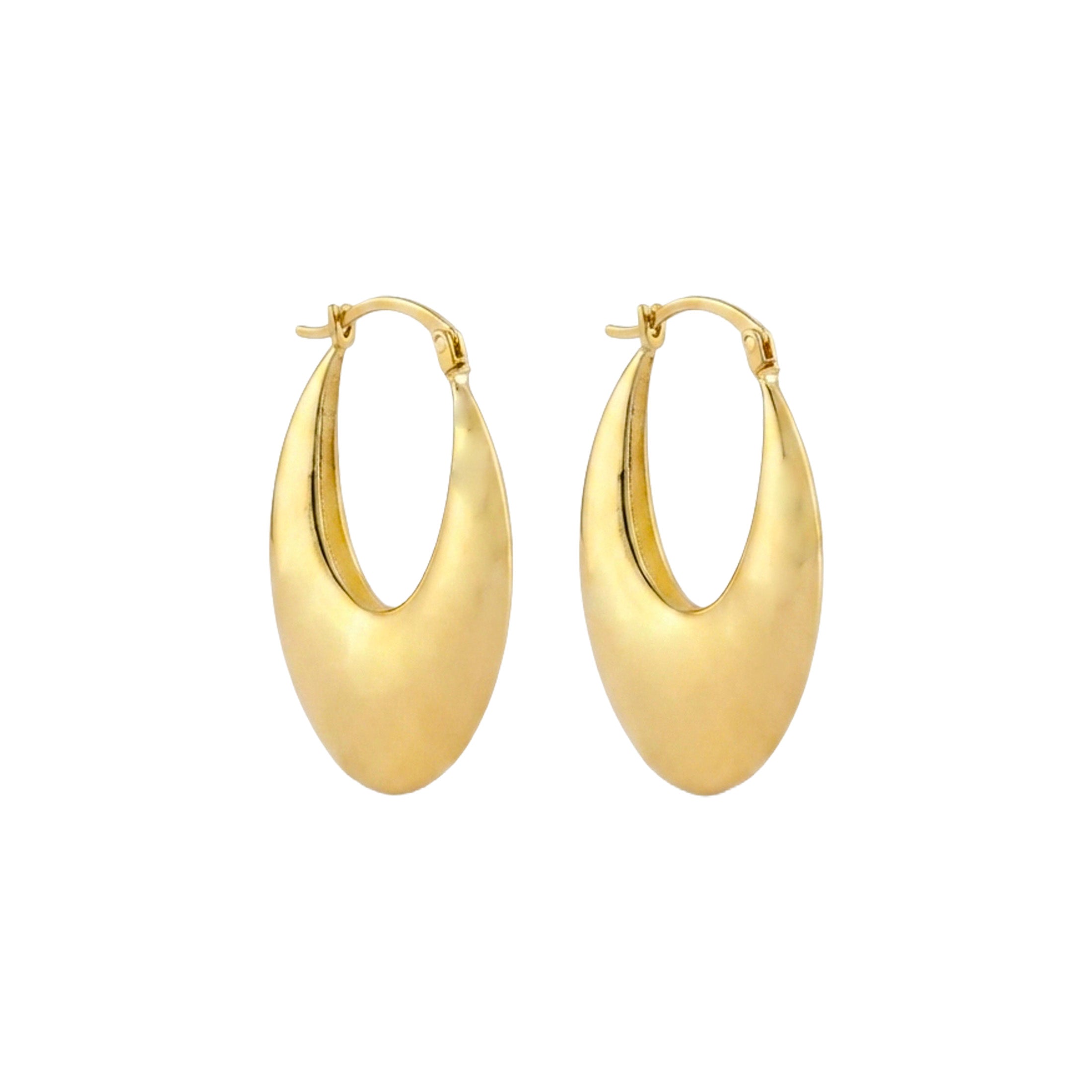 14K Gold Chunky Oval Hoop Earrings