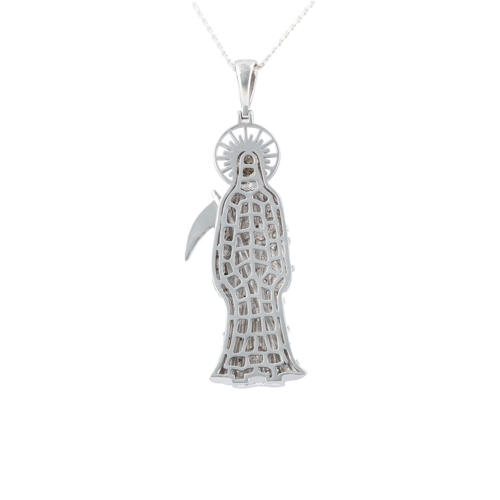 La Santa Muerte 925 Sterling Silver Necklace with 040 Cable Chain