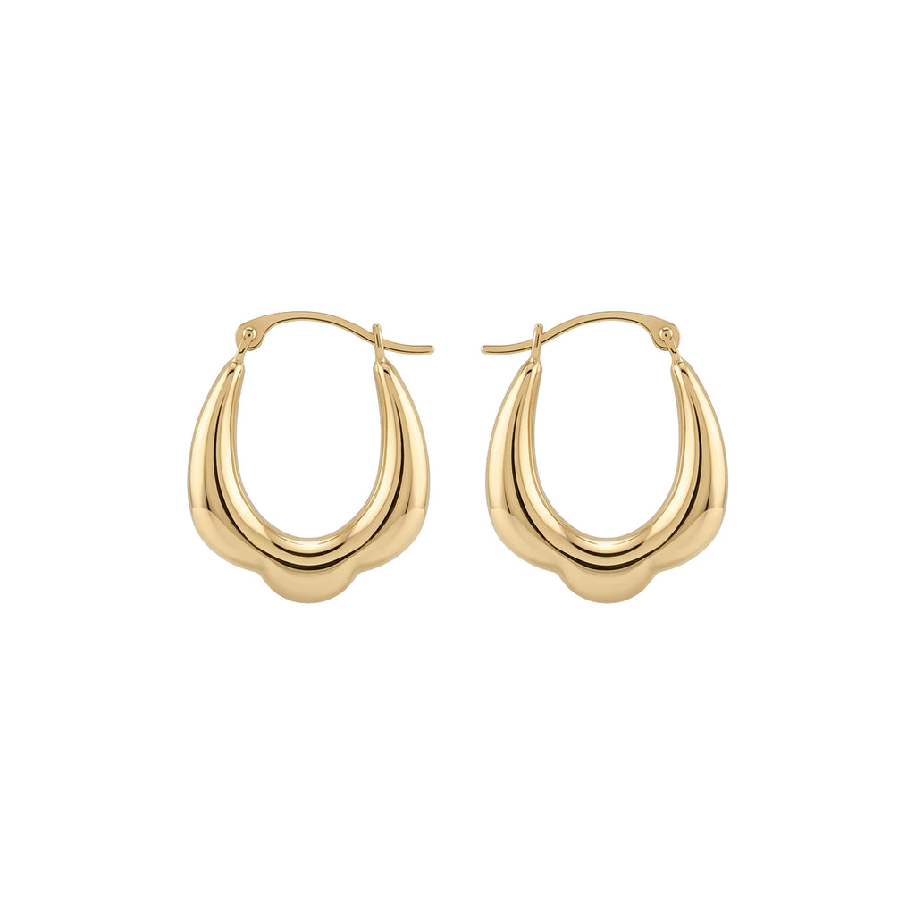14K Yellow Gold Flower Detail Hoop Earrings – 18mm