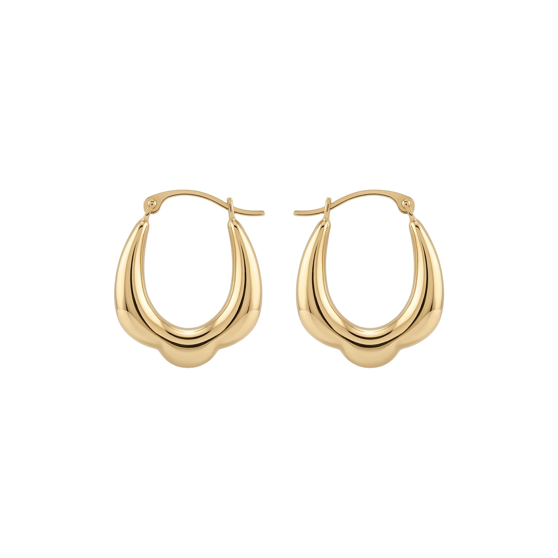 14K Yellow Gold Flower Detail Hoop Earrings – 18mm