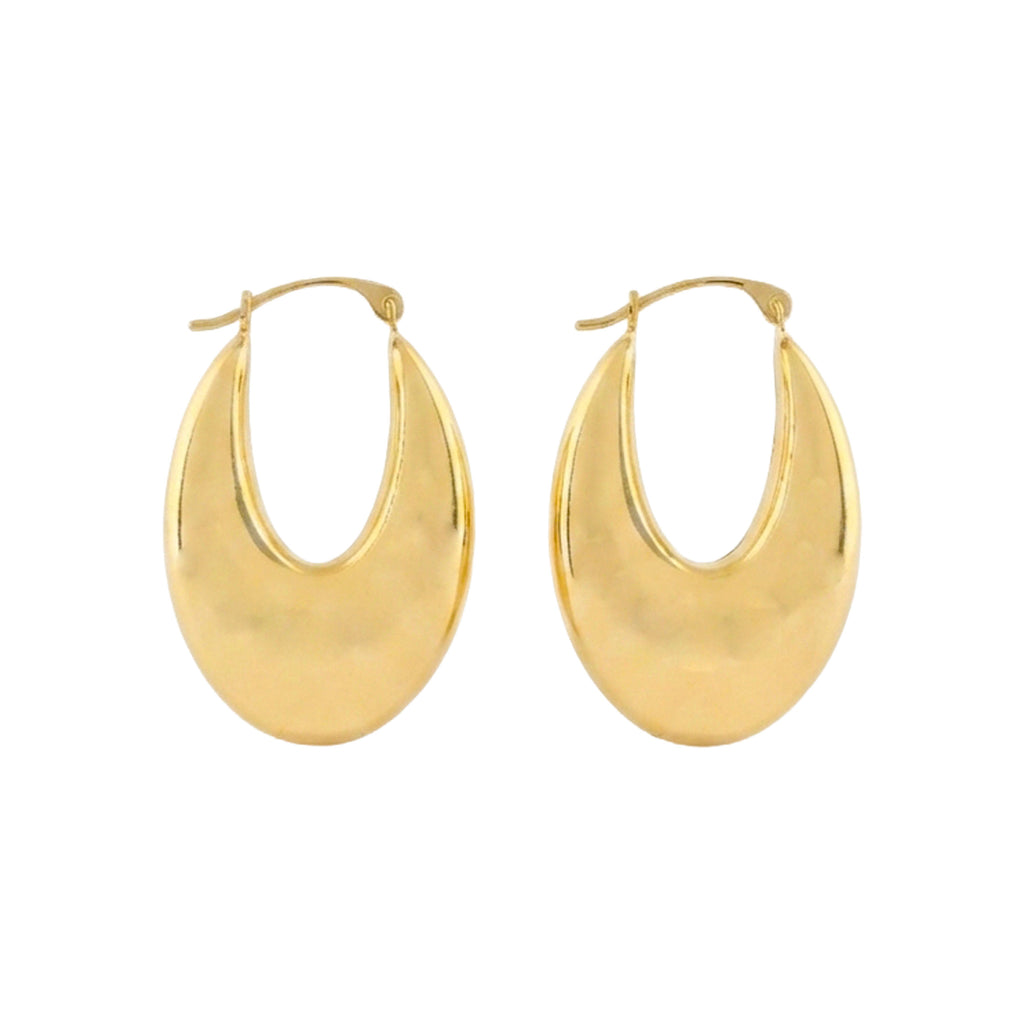 14K Gold Chunky Oval Hoop Earrings