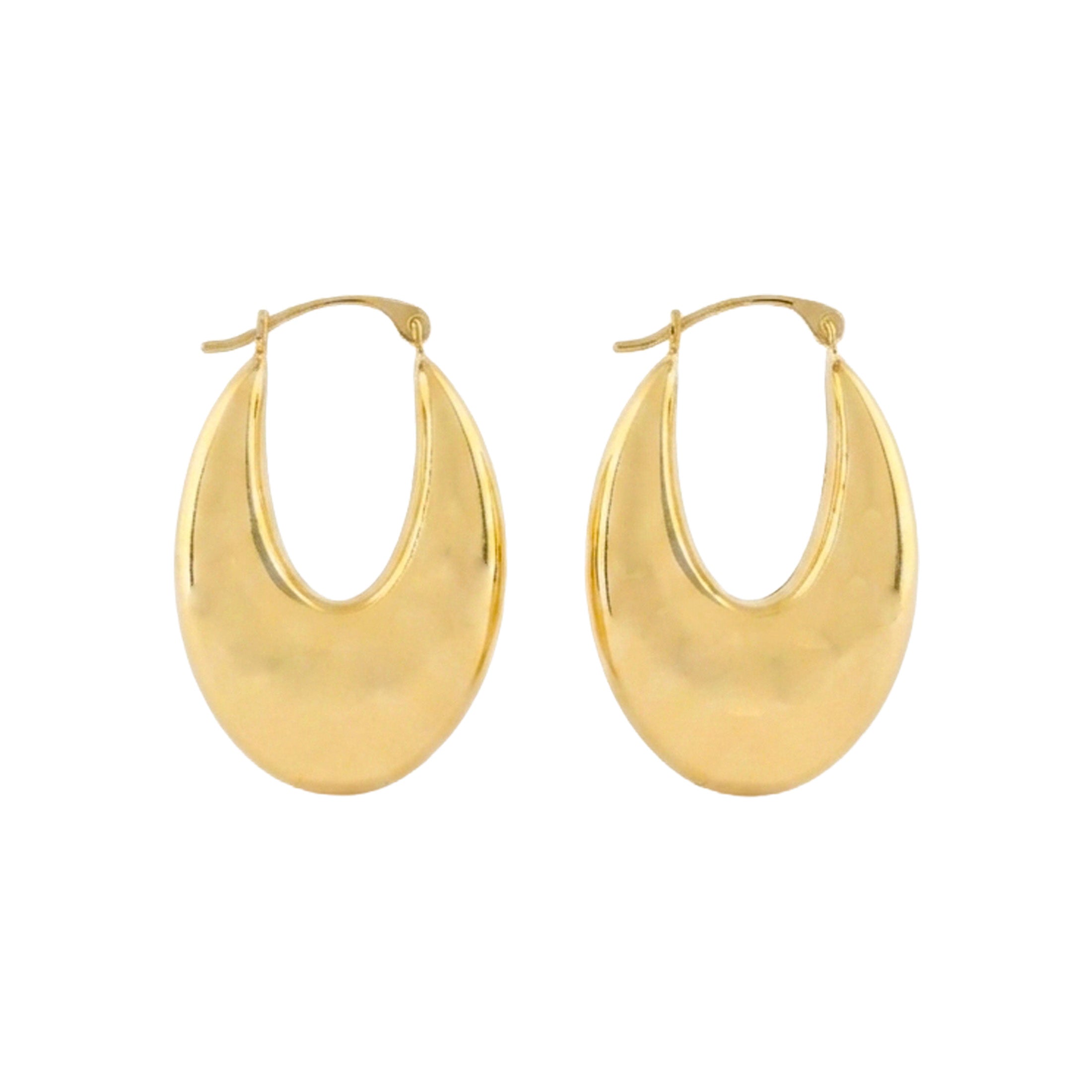 14K Gold Chunky Oval Hoop Earrings