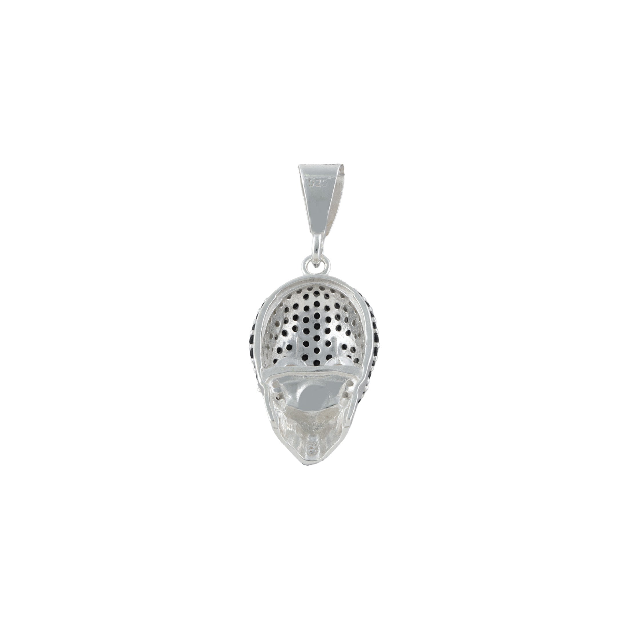 925 Sterling Silver Skull Pendant with Black & Clear CZ