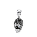 925 Sterling Silver Skull Pendant with Black & Clear CZ