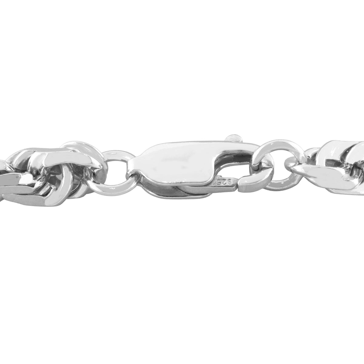 Men Necklace Real 925 Sterling Silver Figarope Chain Necklace, 6mm, 22 or 24 Inches