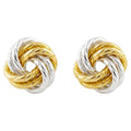 925 Sterling Silver Two Tone Knot Stud Earrings – 10mm Yellow Gold & Silver