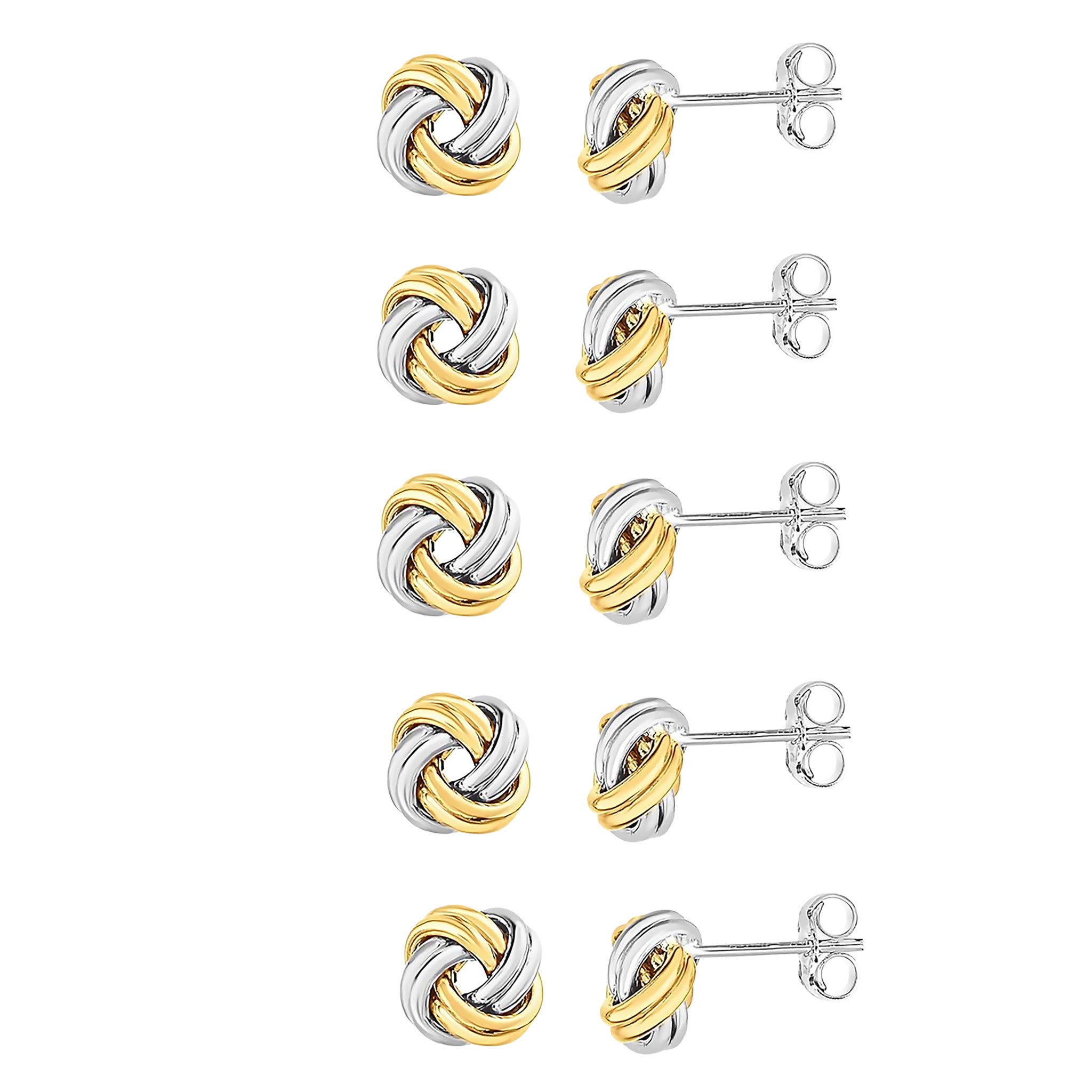 Love Knot Stud Earrings Bridal Party Set - Sterling Silver 925 Two Tone Gold Overlay | Bridesmaid Gift Sets
