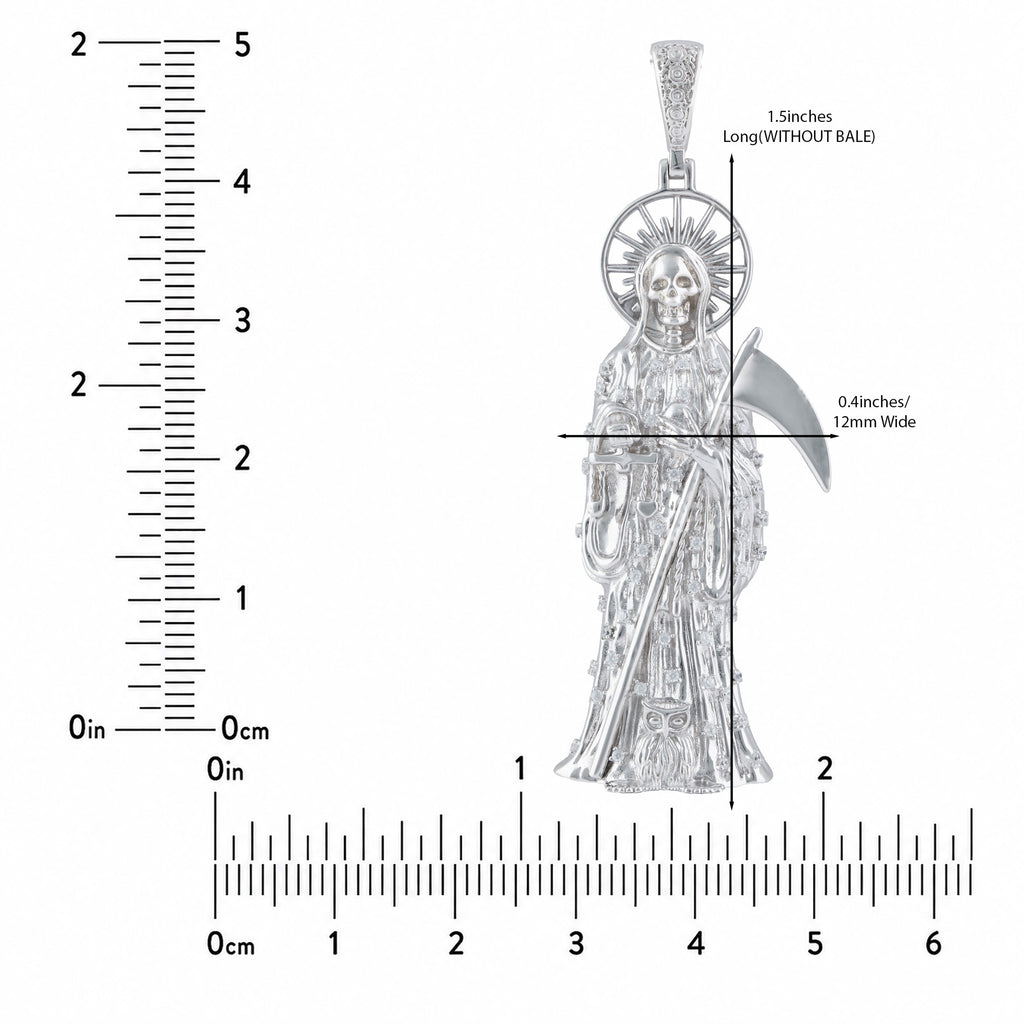 La Santa Muerte Holy Death Grim Reaper Pendant | 925 Sterling Silver Necklace