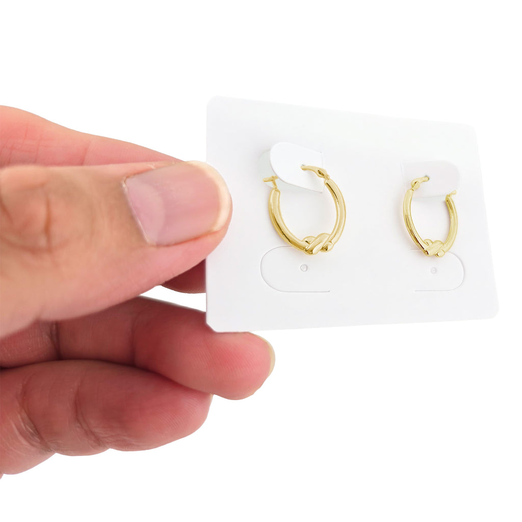 Real 10K Yellow Gold Oval X Knot Hoop Earrings | 17mm Small Gold Hoops