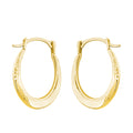 10K Yellow Gold Diamond-Cut Oval Hoop Earrings | 15x11mm