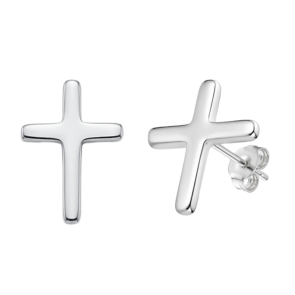 Sterling Silver Cross Earring Set | Dangle Hoop & Stud Earrings for Men & Women
