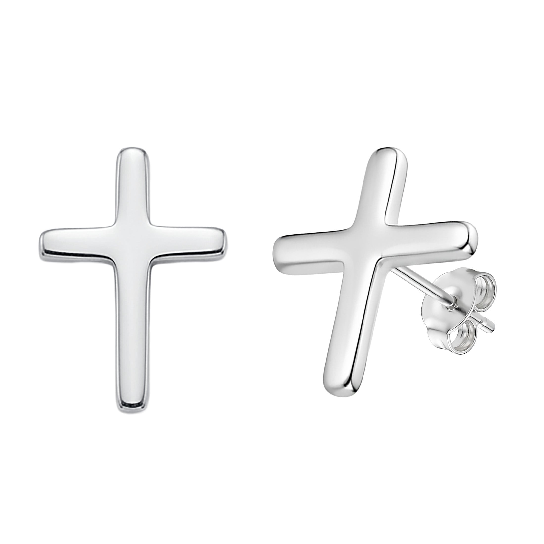 Sterling Silver Cross Earring Set | Dangle Hoop & Stud Earrings for Men & Women