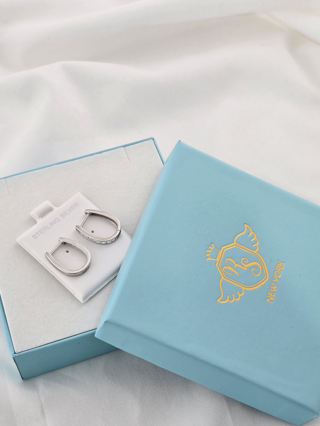 925 Sterling Silver CZ Huggie Hoop Earrings – 19mm Hinged Hoops