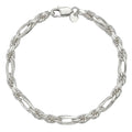 925 Sterling Silver Figarope Bracelet for Men | Silver & Gold Plated 8 Inch Chain Bracelet