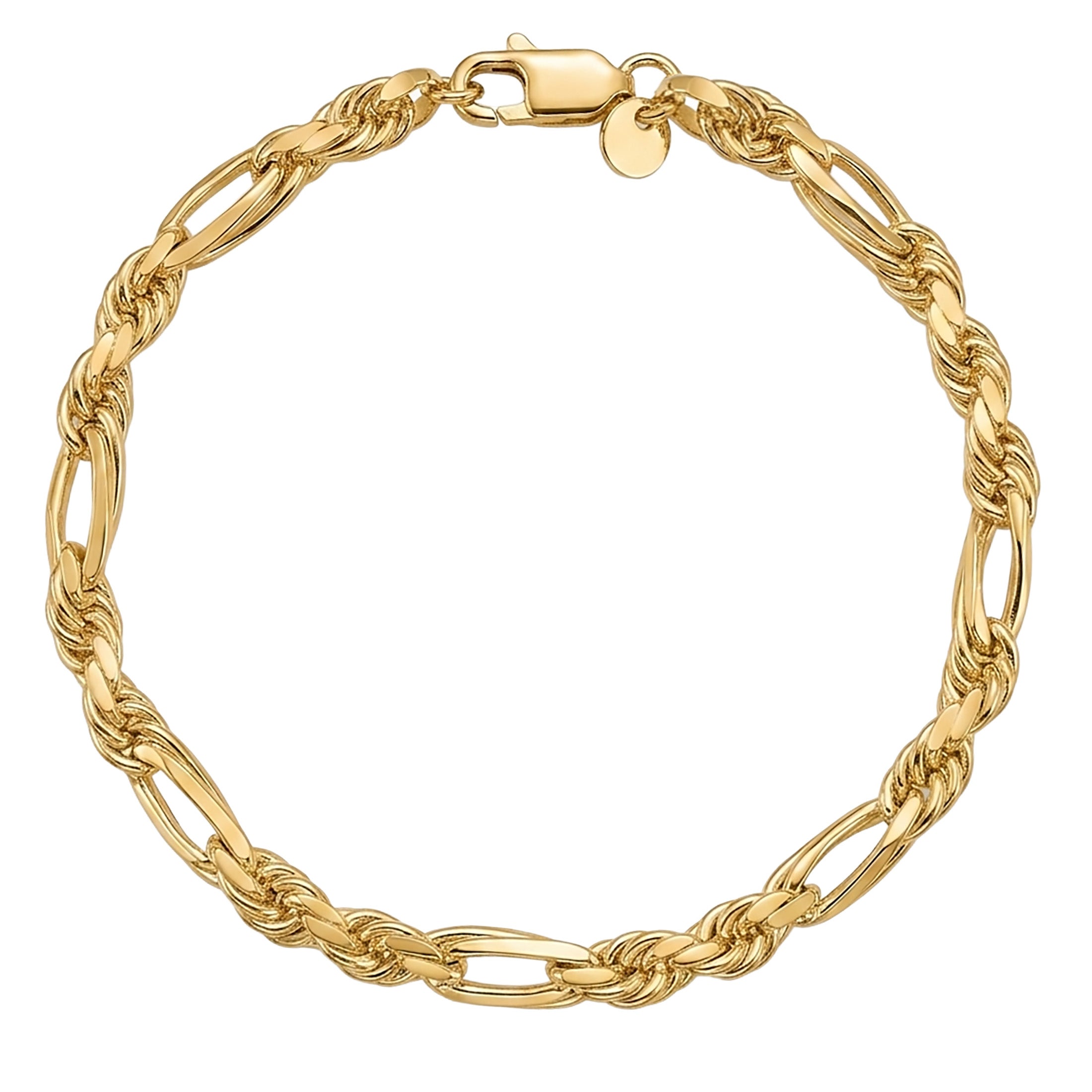 925 Sterling Silver Figarope Bracelet for Men | Silver & Gold Plated 8 Inch Chain Bracelet