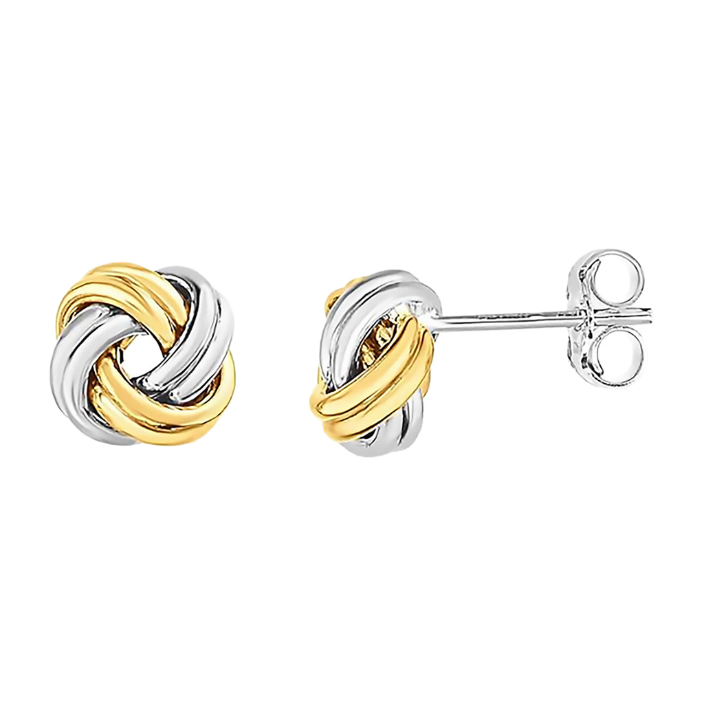 Love Knot Stud Earrings Bridal Party Set - Sterling Silver 925 Two Tone Gold Overlay | Bridesmaid Gift Sets