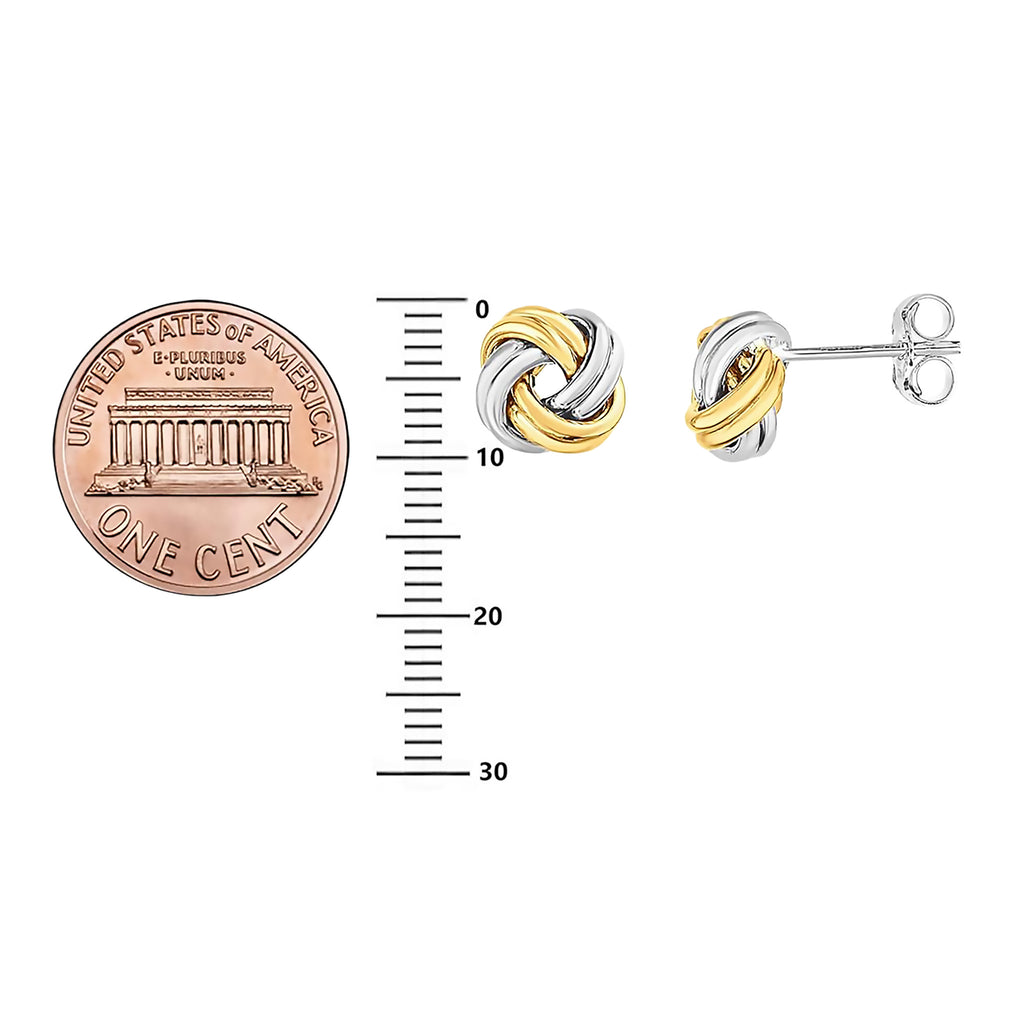Love Knot Stud Earrings Bridal Party Set - Sterling Silver 925 Two Tone Gold Overlay | Bridesmaid Gift Sets