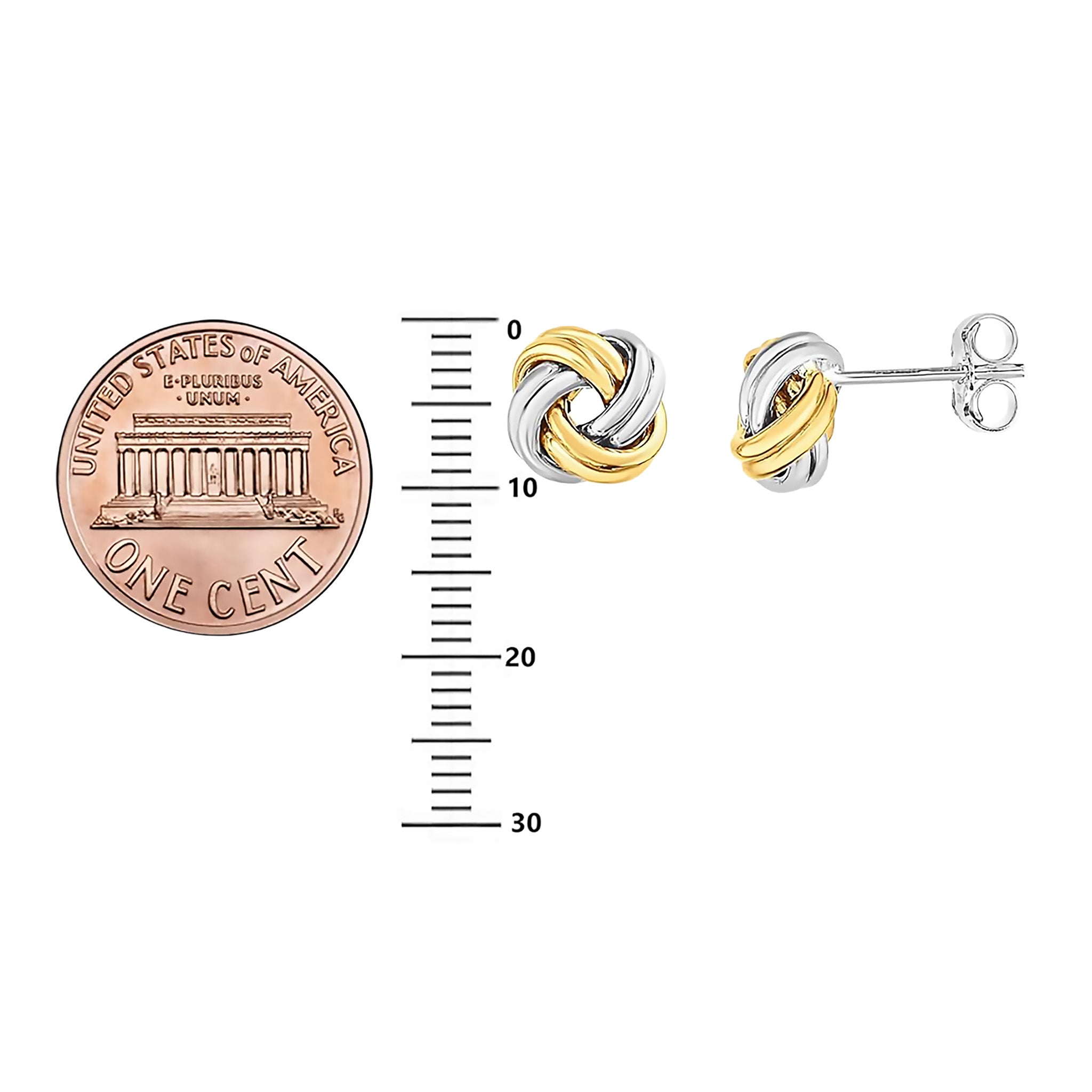 Love Knot Stud Earrings Bridal Party Set - Sterling Silver 925 Two Tone Gold Overlay | Bridesmaid Gift Sets