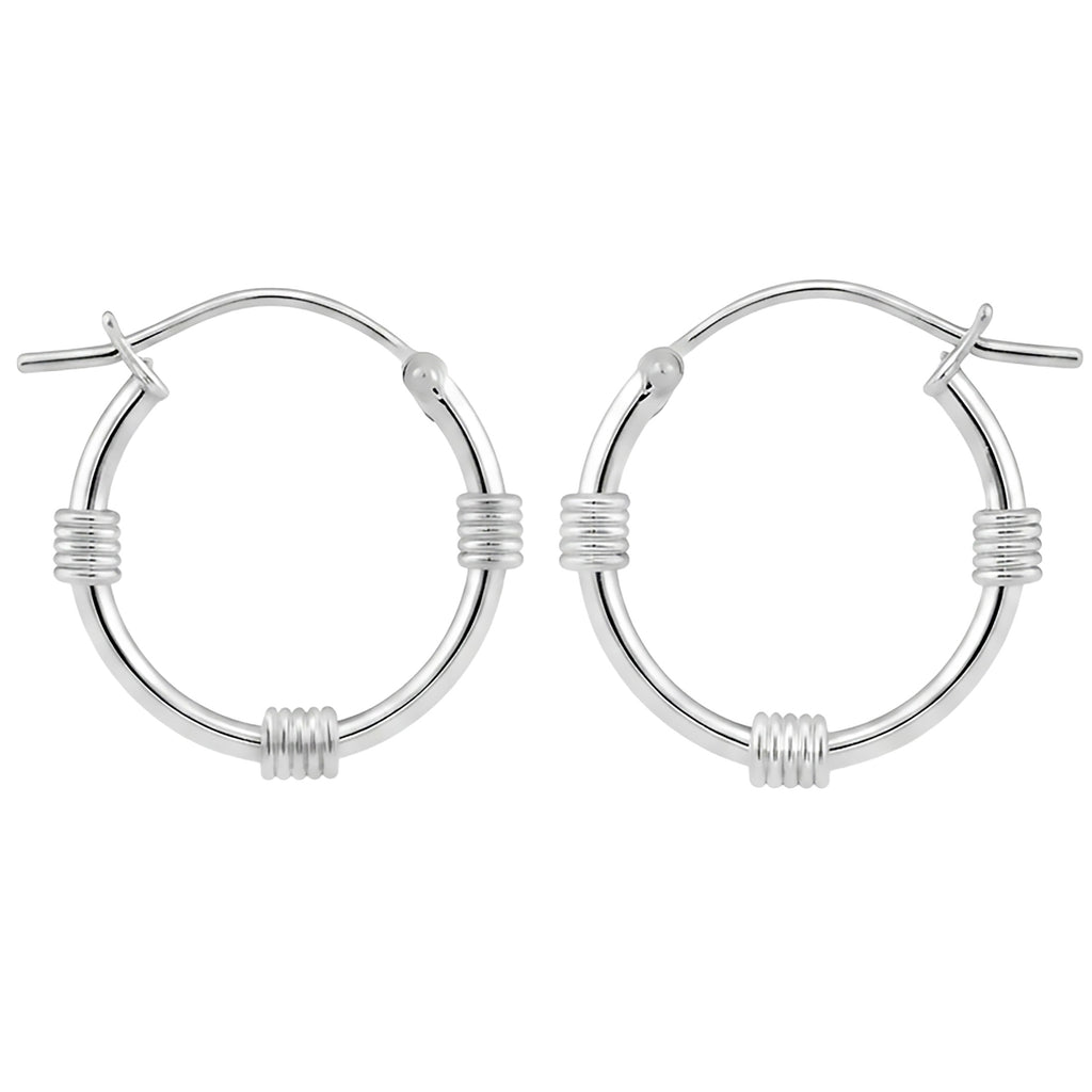 925 Sterling Silver 10mm Tiny Hobo Coil Hoop Earrings