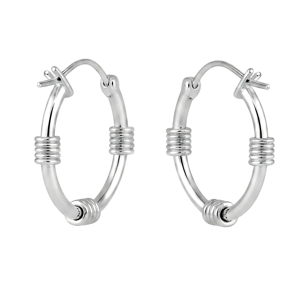 925 Sterling Silver 10mm Tiny Hobo Coil Hoop Earrings