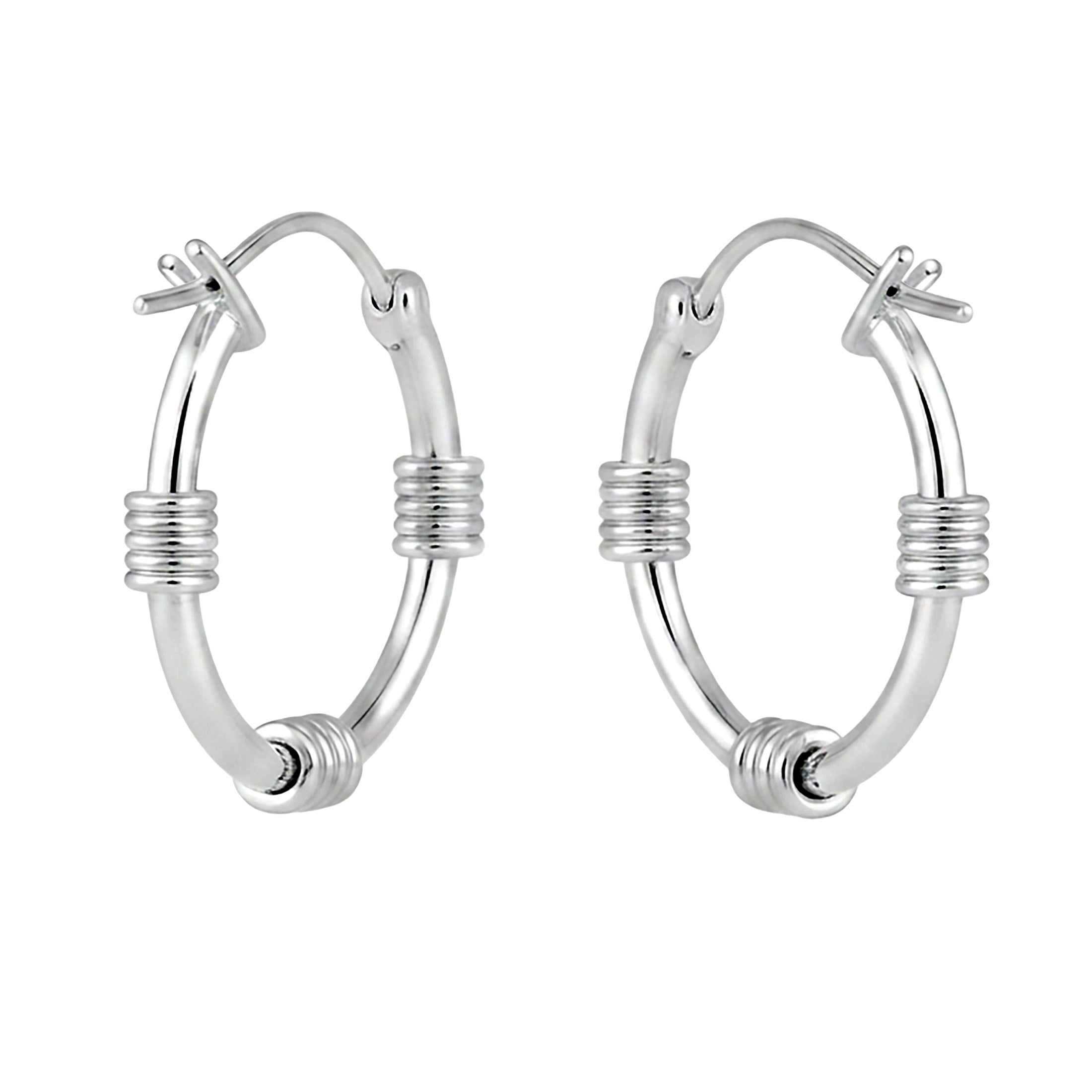 925 Sterling Silver 10mm Tiny Hobo Coil Hoop Earrings