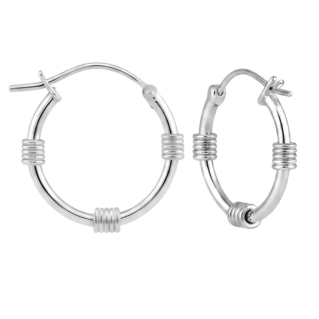 925 Sterling Silver 10mm Tiny Hobo Coil Hoop Earrings