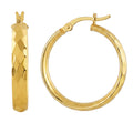 Faceted Yellow Gold Hoop Earrings — Sterling Silver 925
