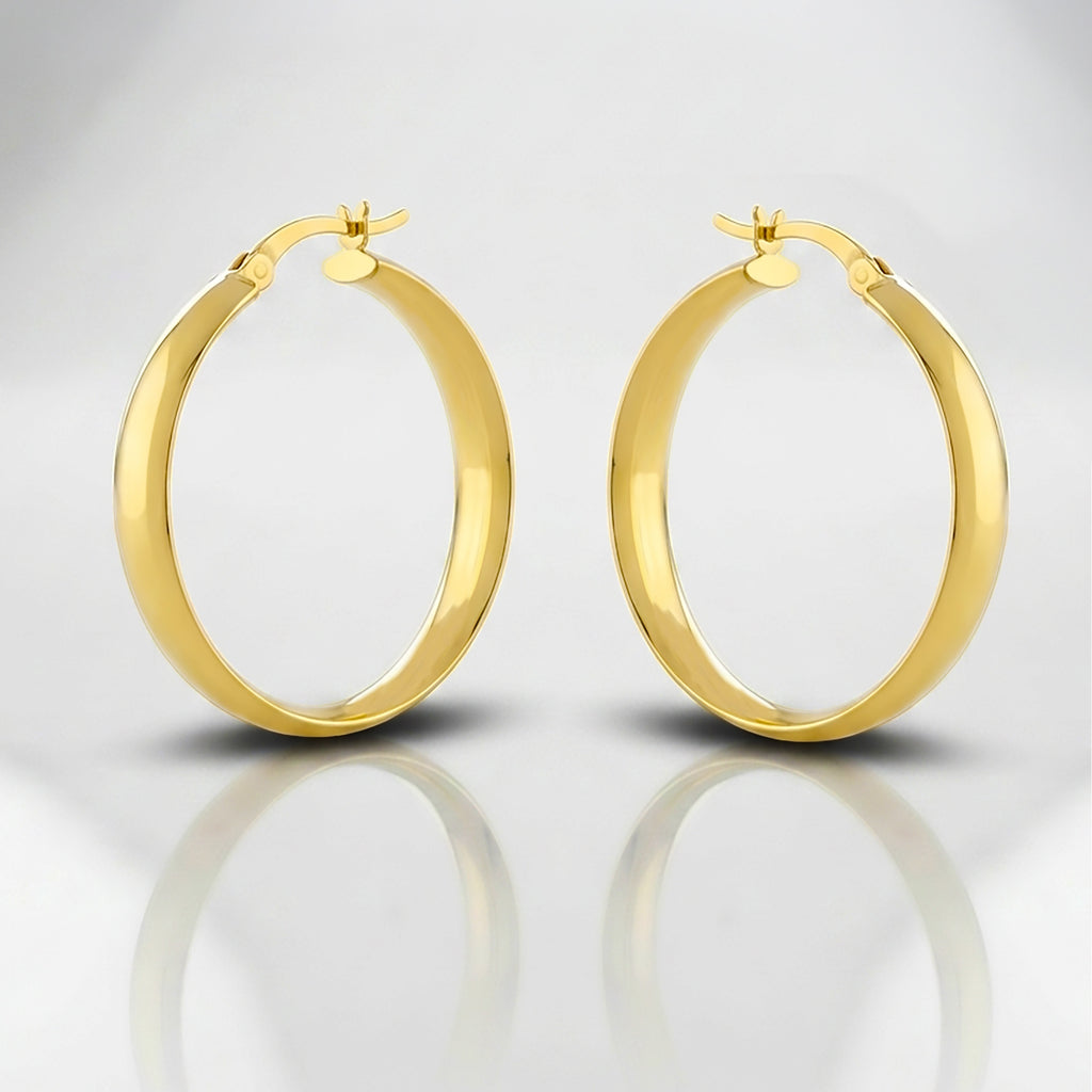 Gold-Plated Chunky Hoop Earrings — 30mm