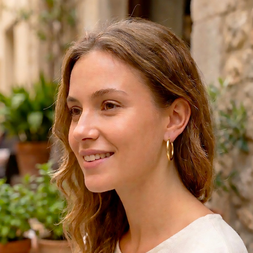 Gold-Plated Chunky Hoop Earrings — 30mm