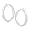 Classic 925 Sterling Silver Hoop Earrings – 30mm Semi Round Flat Tube