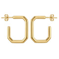Square Geometric Hoop Earrings – Gold Tone 925 Sterling Silver Modern Minimalist Hoops