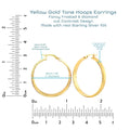 Yellow Gold Flashed 925 Sterling Silver Frosted & Diamond-Cut Contrast Hoop Earrings (Available in 30mm & 40mm Sizes)