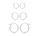 925 Sterling Silver Hoop Earrings Set of 3 Pairs – 10mm, 14mm & 16mm Hobo Coil Hoops
